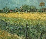 View of Arles with Irises in the Foreground